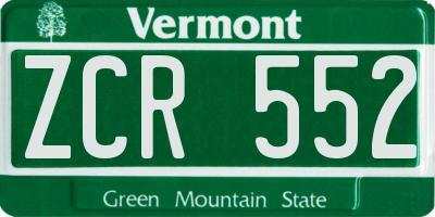 VT license plate ZCR552