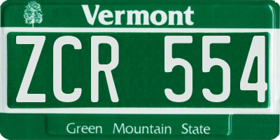 VT license plate ZCR554