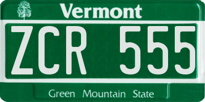 VT license plate ZCR555