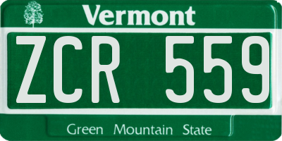 VT license plate ZCR559