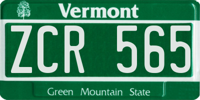 VT license plate ZCR565