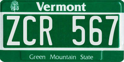 VT license plate ZCR567