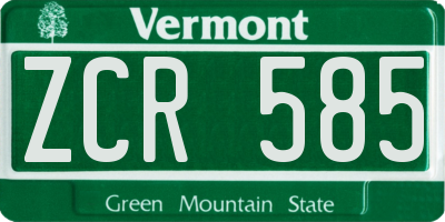 VT license plate ZCR585