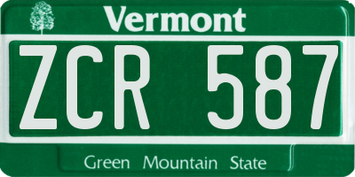 VT license plate ZCR587