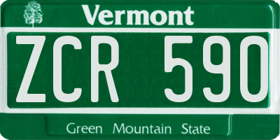 VT license plate ZCR590