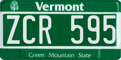 VT license plate ZCR595