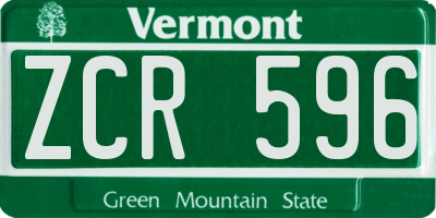 VT license plate ZCR596
