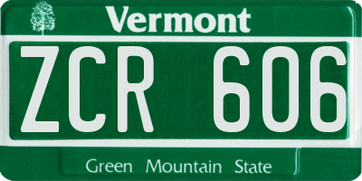 VT license plate ZCR606