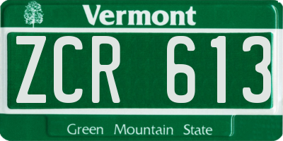 VT license plate ZCR613