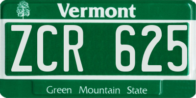 VT license plate ZCR625