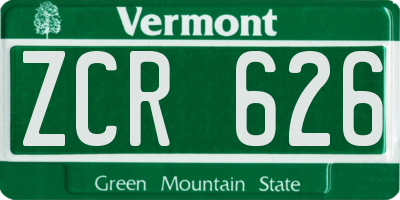 VT license plate ZCR626