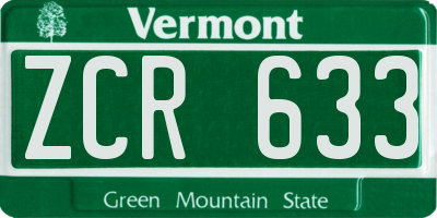 VT license plate ZCR633