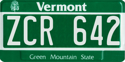 VT license plate ZCR642