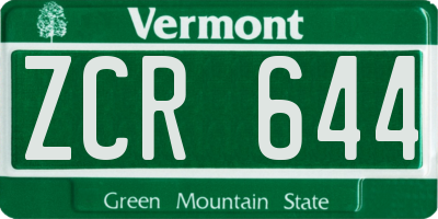 VT license plate ZCR644