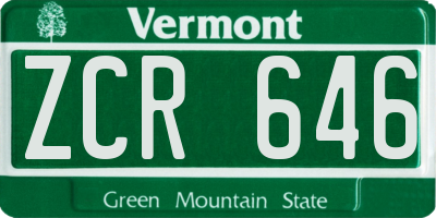 VT license plate ZCR646