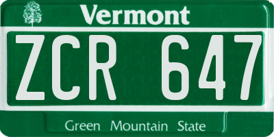 VT license plate ZCR647