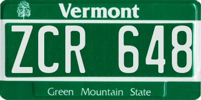 VT license plate ZCR648