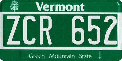 VT license plate ZCR652