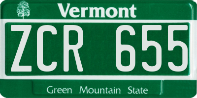 VT license plate ZCR655
