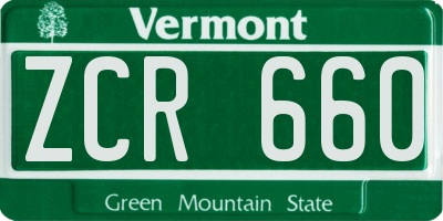 VT license plate ZCR660