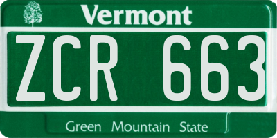 VT license plate ZCR663