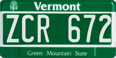 VT license plate ZCR672