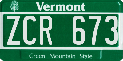 VT license plate ZCR673