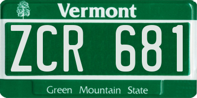 VT license plate ZCR681