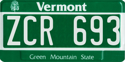 VT license plate ZCR693