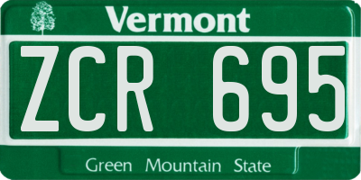 VT license plate ZCR695