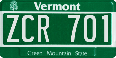 VT license plate ZCR701