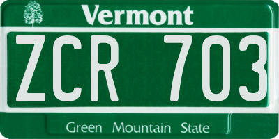 VT license plate ZCR703
