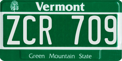 VT license plate ZCR709