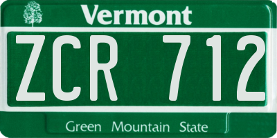 VT license plate ZCR712