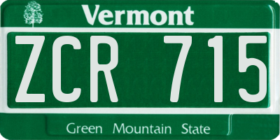 VT license plate ZCR715