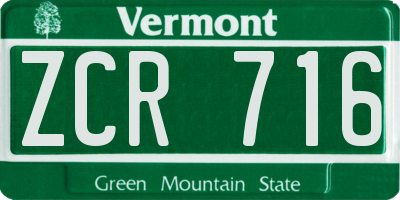 VT license plate ZCR716