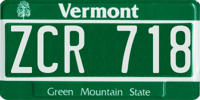 VT license plate ZCR718