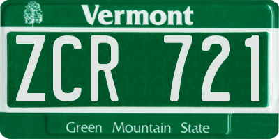 VT license plate ZCR721