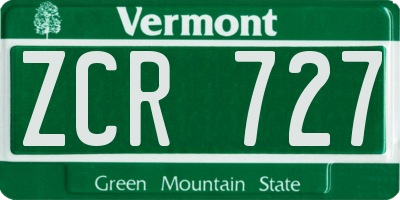 VT license plate ZCR727