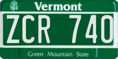 VT license plate ZCR740