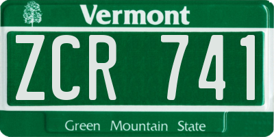 VT license plate ZCR741