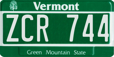 VT license plate ZCR744