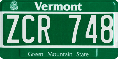 VT license plate ZCR748