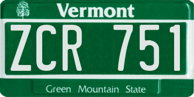 VT license plate ZCR751