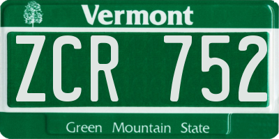 VT license plate ZCR752