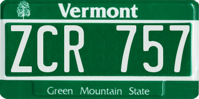 VT license plate ZCR757