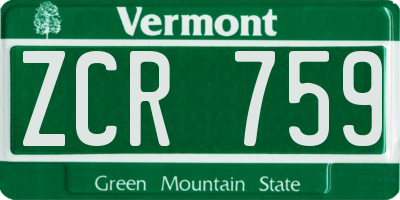 VT license plate ZCR759