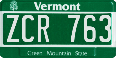 VT license plate ZCR763