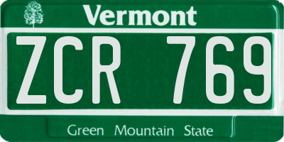 VT license plate ZCR769