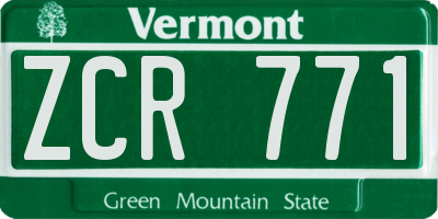 VT license plate ZCR771
